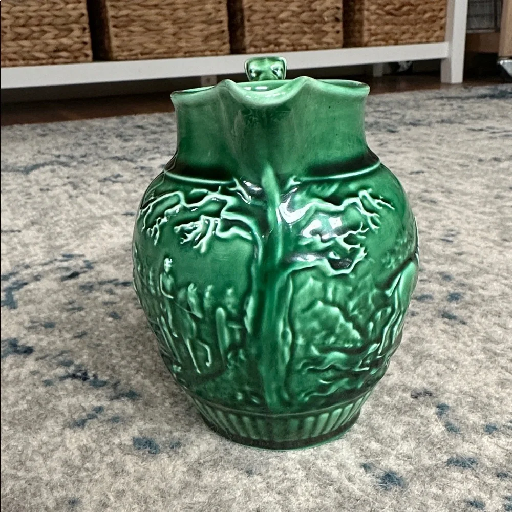 Wedgwood of Etruria & Barlaston Majolica hunting green pitcher